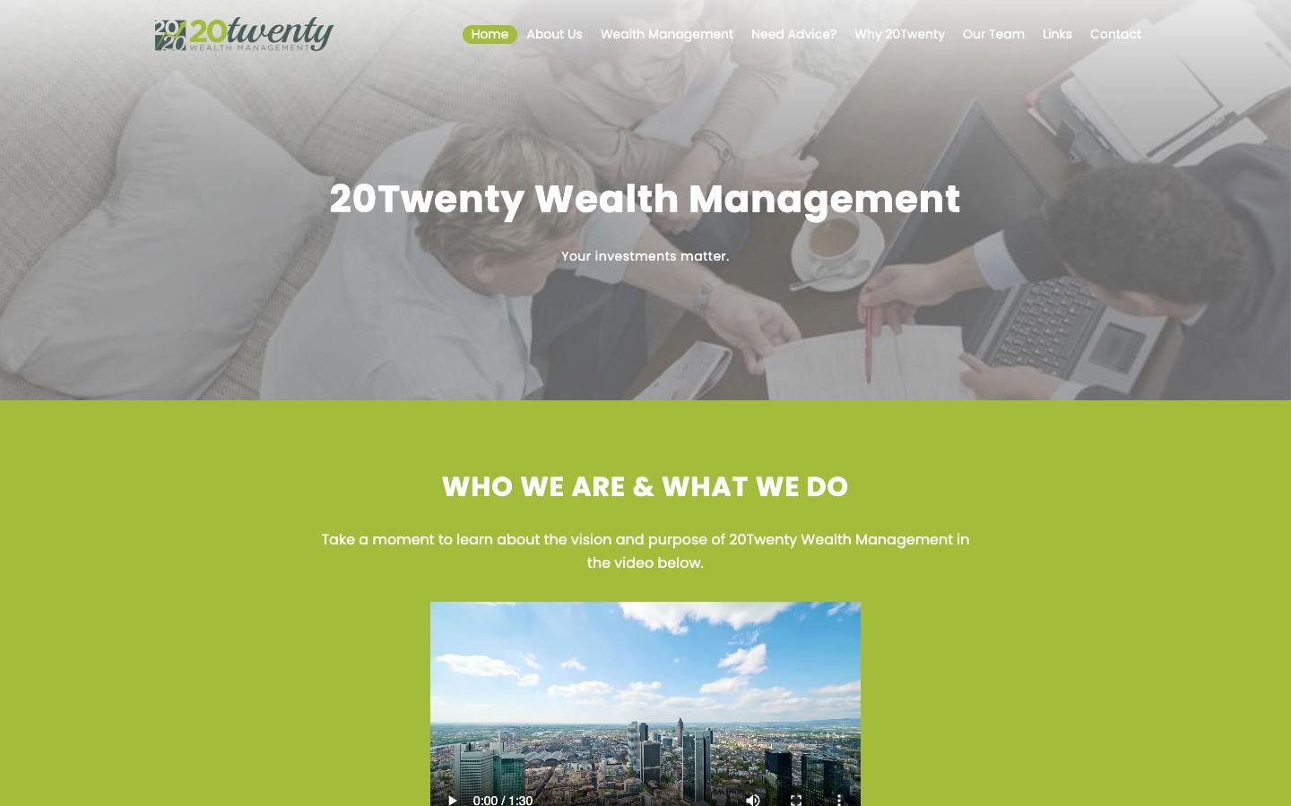 20Twenty Wealth Management website before the rebuild