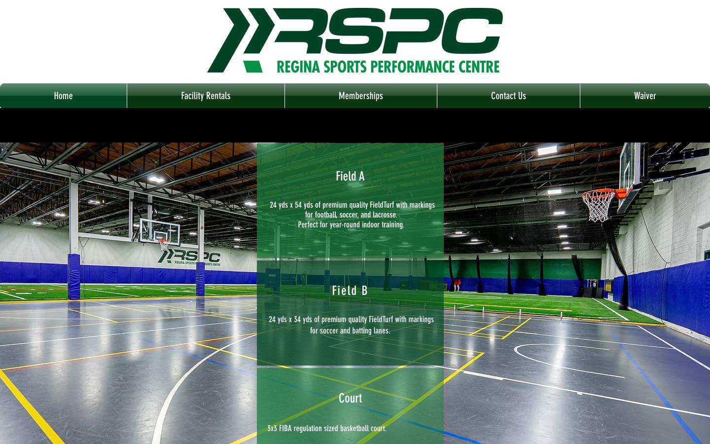 Regina Sports Performance Centre website before the rebuild
