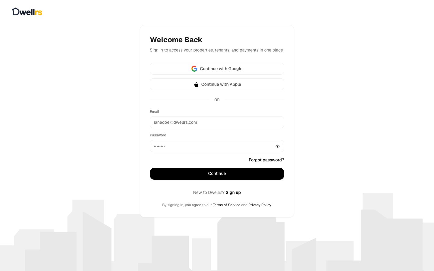 Dwellrs App website